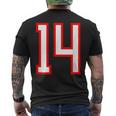 ナンバー 14 スポーツ ホワイト レッド ナンバー 14 メンズTシャツ バックプリント