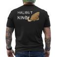 メンズ ハリバット 王様キャッチ おかしな釣り 漁師 ハリブット 魚 メンズTシャツ バックプリント