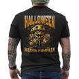 ハロウィンメカかぼちゃロボットsfホラー メンズTシャツ バックプリント