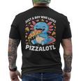 ピザロットルを愛する少年 Axolotl ファーストフード愛好家 メンズTシャツ バックプリント