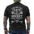 フィールドホッケー 猫 面白い フィールドホッケー メンズTシャツ バックプリント