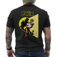 フェリックスブラックキャット漫画シルクハット＆ブロードウェイステージ＆スポットライト メンズTシャツ バックプリント