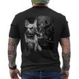 フレンチブルドッグ 喫煙犬 ライター モノクロアート 長袖tシャツ メンズTシャツ バックプリント
