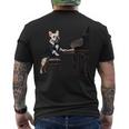 フレンチブルドッグ シャツ 音楽愛好家 ピアノ奏者 ピアニスト 犬 メンズTシャツ バックプリント