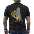 フレンチホルンを弾く猫 クール ミュージシャン オーケストラ メンズTシャツ バックプリント