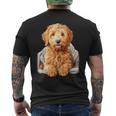 ブランキー付きのかわいいゴールデンドゥードル犬 メンズTシャツ バックプリント