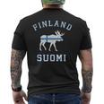 ヘラジカ フィンランド国旗 メンズTシャツ バックプリント