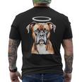 ボクサー 犬 天使 メンズTシャツ バックプリント