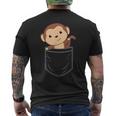 ポケットに入った猿 胸ポケットにかわいい猿 かわいい猿 メンズTシャツ バックプリント
