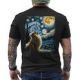 ポメラニアン 犬 イヌアート ゴッホ 星月夜 ポメラニアン 長袖tシャツ メンズTシャツ バックプリント