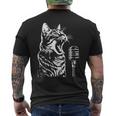 マイクで歌う猫 猫歌手 メンズTシャツ バックプリント
