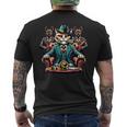 マフィア ボス 猫 葉巻 ギャング ブルドッグ メンズTシャツ バックプリント