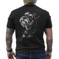 ミニチュアシュナウザー ポートレート 黒と白の犬好き メンズTシャツ バックプリント