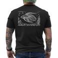 メダカ 線画 アクアリスト メンズTシャツ バックプリント