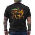ユダのラスタライオン ユダヤ教のプライド エチオピアとキリスト教徒 メンズTシャツ バックプリント
