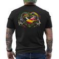 レゲエ 音楽愛好家 音楽 ハート ハートビート ジャマイカ音楽 メンズTシャツ バックプリント