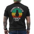 レトロ ヴィンテージorry I'm Late Iaw A Cat かわいい 猫好き メンズTシャツ バックプリント