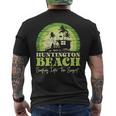 レトロなハンティントンビーチサンセットサーフシーン 長袖tシャツ メンズTシャツ バックプリント
