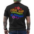レトロな虹色デザイン 力強いlgbtqプライドメッセージ付き メンズTシャツ バックプリント