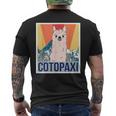 レトロ国立公園 エクアドル コトパクシ ラマ キャンプ メンズTシャツ バックプリント