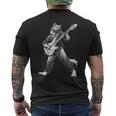 ロックンロールとギターのロッキングウルフ ヴィンテージ Rock Music メンズTシャツ バックプリント