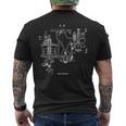 ヴィンテージキャブレター図–車&オートバイエンジングラフィック メンズTシャツ バックプリント