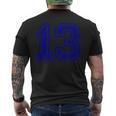 ヴィンテージナンバー 13 スポーツブルー代表チームナンバー 13 メンズTシャツ バックプリント