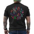 丸い色の音符、記号、サイン、ミュージシャン メンズTシャツ バックプリント