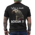 叫ぶアフリカヨウム T、面白いオウム メンズTシャツ バックプリント