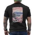 富士山 日本 桜 ヴィンテージ アニメ アート ピンク メンズTシャツ バックプリント
