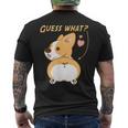 推測？コーギーお尻面白いウェールズコーギー メンズTシャツ バックプリント