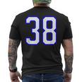 数字 38 Thirty Eight スポーツジャージ ホワイト ブルー 誕生日年齢 メンズTシャツ バックプリント