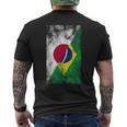 日本とブラジルの国旗 日本ブラジル人 メンズTシャツ バックプリント