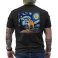星月夜の犬 ゴッホ 柴犬 メンズTシャツ バックプリント