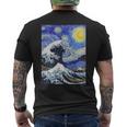 星月夜リメイクとミックスされた神奈川の大波 長袖tシャツ メンズTシャツ バックプリント