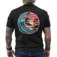 最高のサーフグラフィック アメリカ国旗 サーフィン サーフボード バケーション メンズTシャツ バックプリント