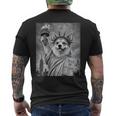 犬 像 自由 面白い 自由 白 ブラック ウェルシュ コーギー メンズTシャツ バックプリント