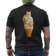 猫 アイスクリーム かわいい ペット 子猫好き 猫 夏 バイブ メンズTシャツ バックプリント