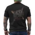 猫 黒 ミーム 解離 面白い インターネット ギフト メンズTシャツ バックプリント