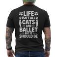 猫とバレエ バレリーナ おもしろバレエ メンズTシャツ バックプリント