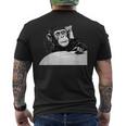 眠る猿 眠っている動物 眠る猿 昼寝 お昼 メンズTシャツ バックプリント