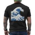 神奈川沖浪日本美術の大波 メンズTシャツ バックプリント