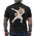秋田 犬 踊る 面白い メンズTシャツ バックプリント