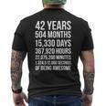 素晴らしい42歳の誕生日プレゼント 面白い42歳の誕生日 メンズTシャツ バックプリント