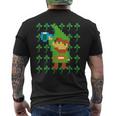 聖パトリックデー 乾杯 ピクセルアート シャムロック ドット絵 レトロゲーム メンズTシャツ バックプリント