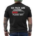 腹筋負荷お待ちください 面白いワークアウトジム 6パック メンズTシャツ バックプリント