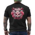 芸者にインスパイアされた日本のおにフラワーマスク メンズTシャツ バックプリント