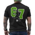 面白い67サッカー選手シックスセブンサッカースポーツチーム メンズTシャツ バックプリント