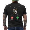 面白いtシャツ シベリアンハスキー 着信 犬 イヌ メンズ グッズ かわいい おもしろ 面白い 服 ネタ メンズTシャツ バックプリント