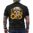 面白いtシャツ シーズー ひまわり わんこ メンズ 犬好き グッズ かわいい おもしろ 面白い 服 ネタ 長袖tシャツ メンズTシャツ バックプリント